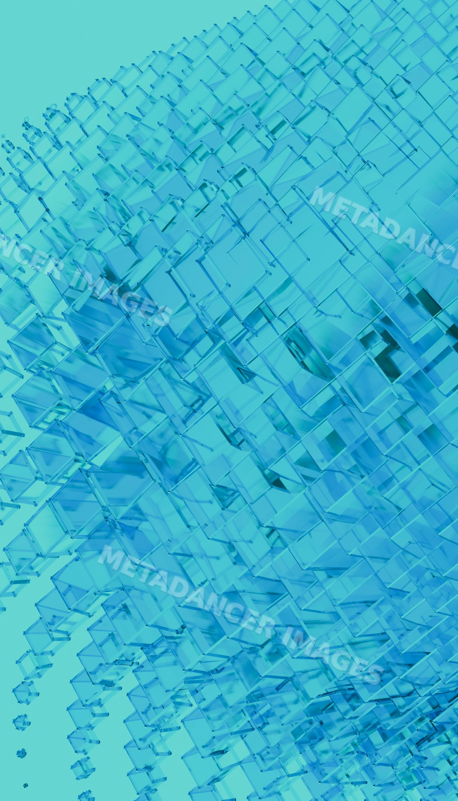 Clear glass cubes floating