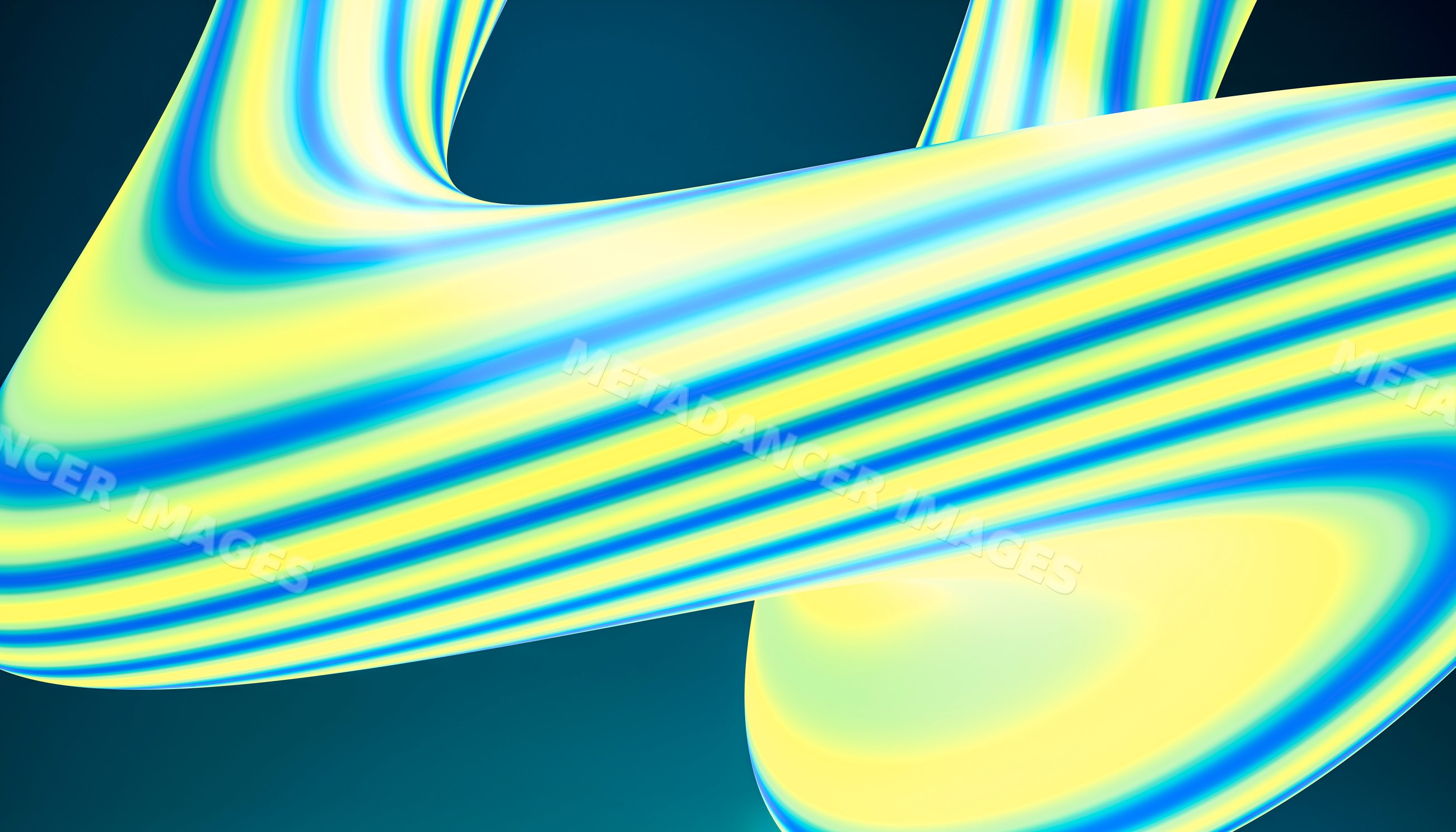 Abstract 3d digital artwork with flowing blue and yellow curved shapes