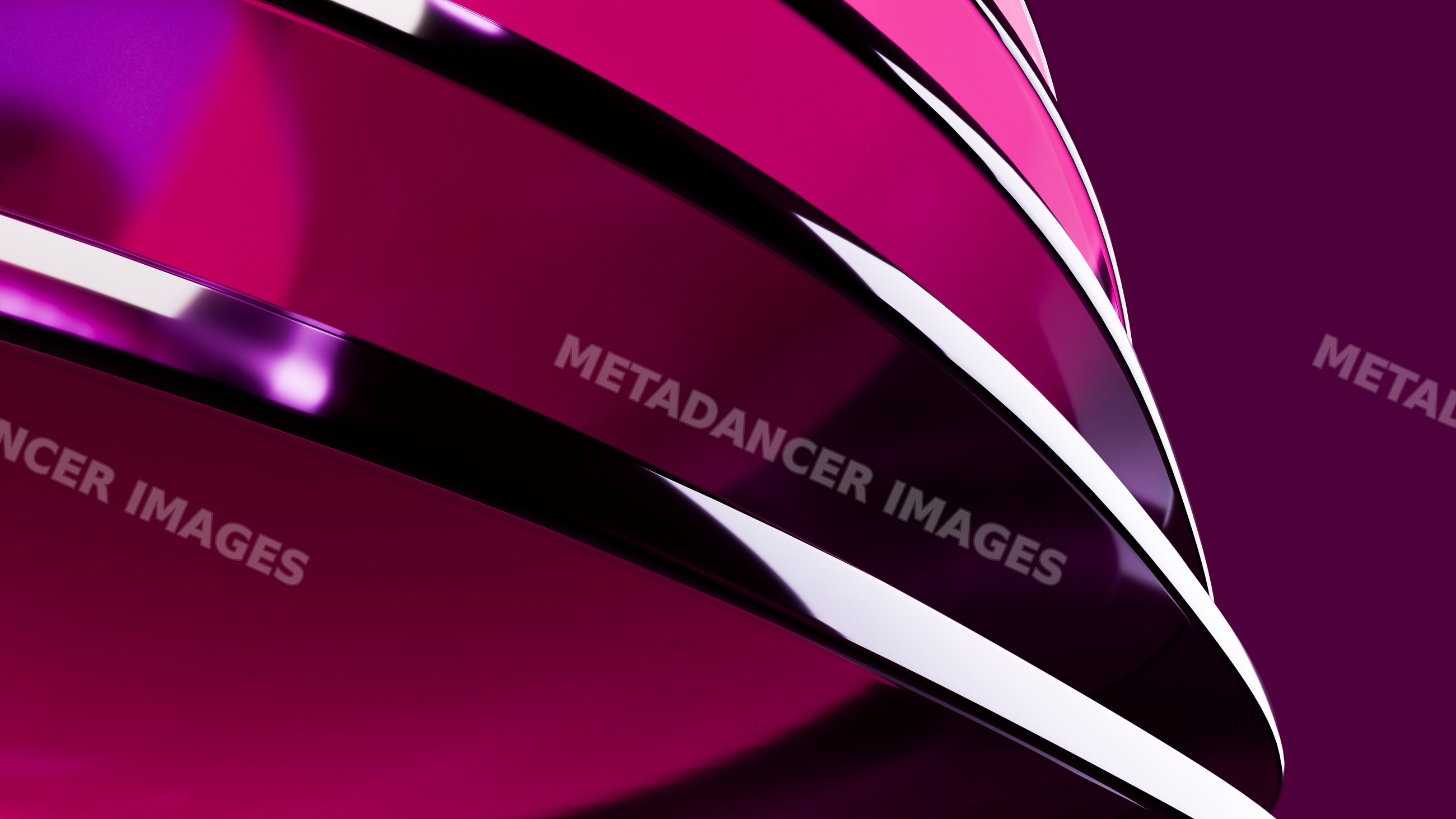 Abstract digital artwork with shiny curved purple and magenta lines