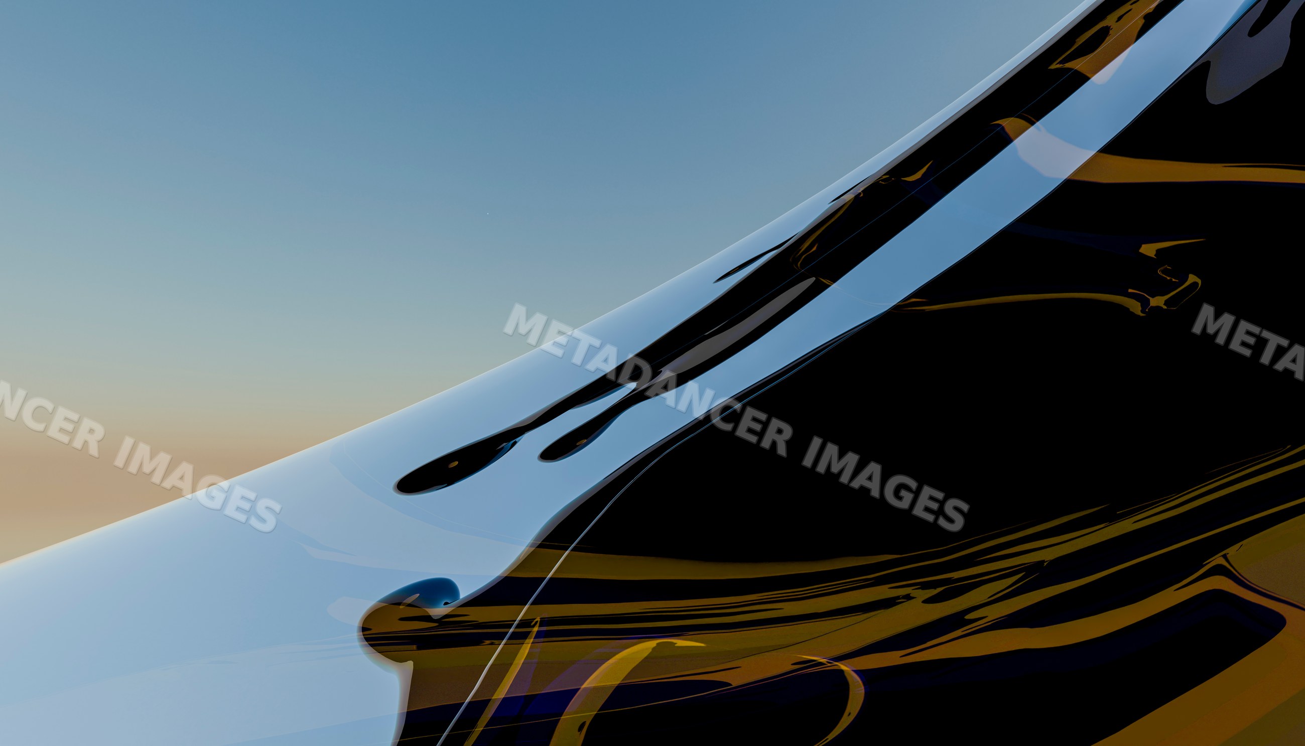 A close-up view of flowing black reflective liquid with smooth curves