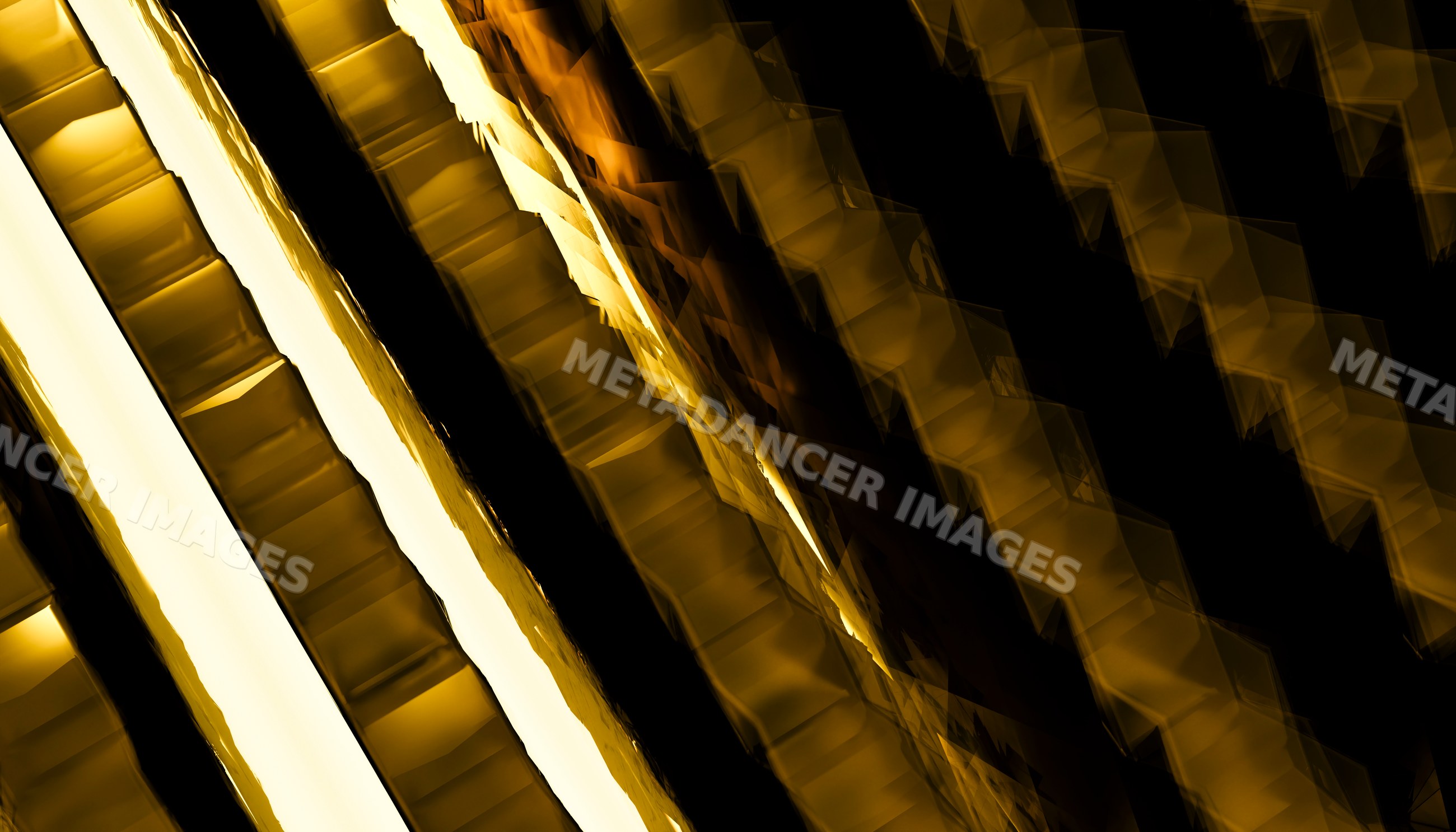 Abstract glowing gold light reflections create a dynamic geometric
