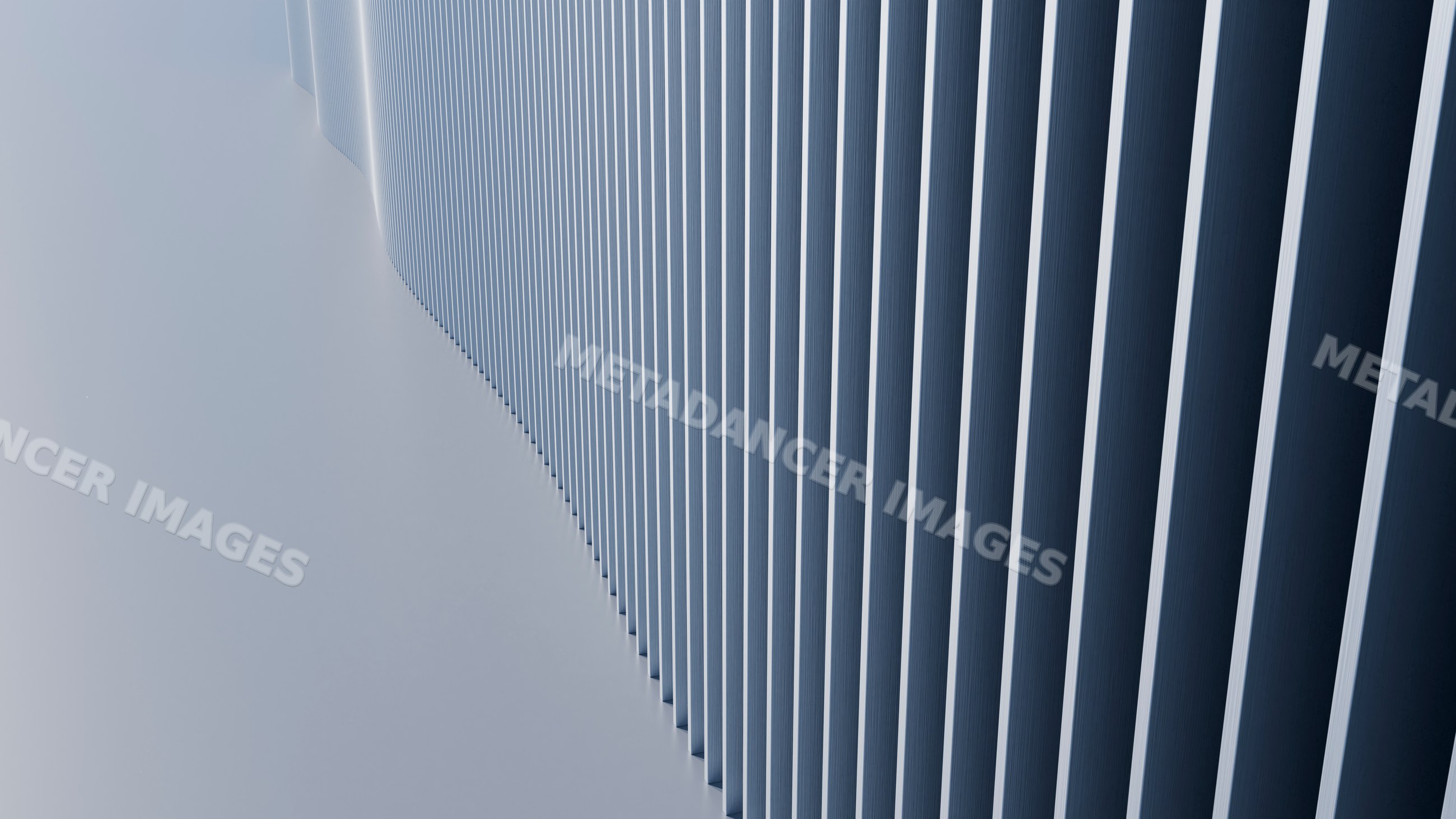 Abstract vertical lined modern architectural structure with blue tones