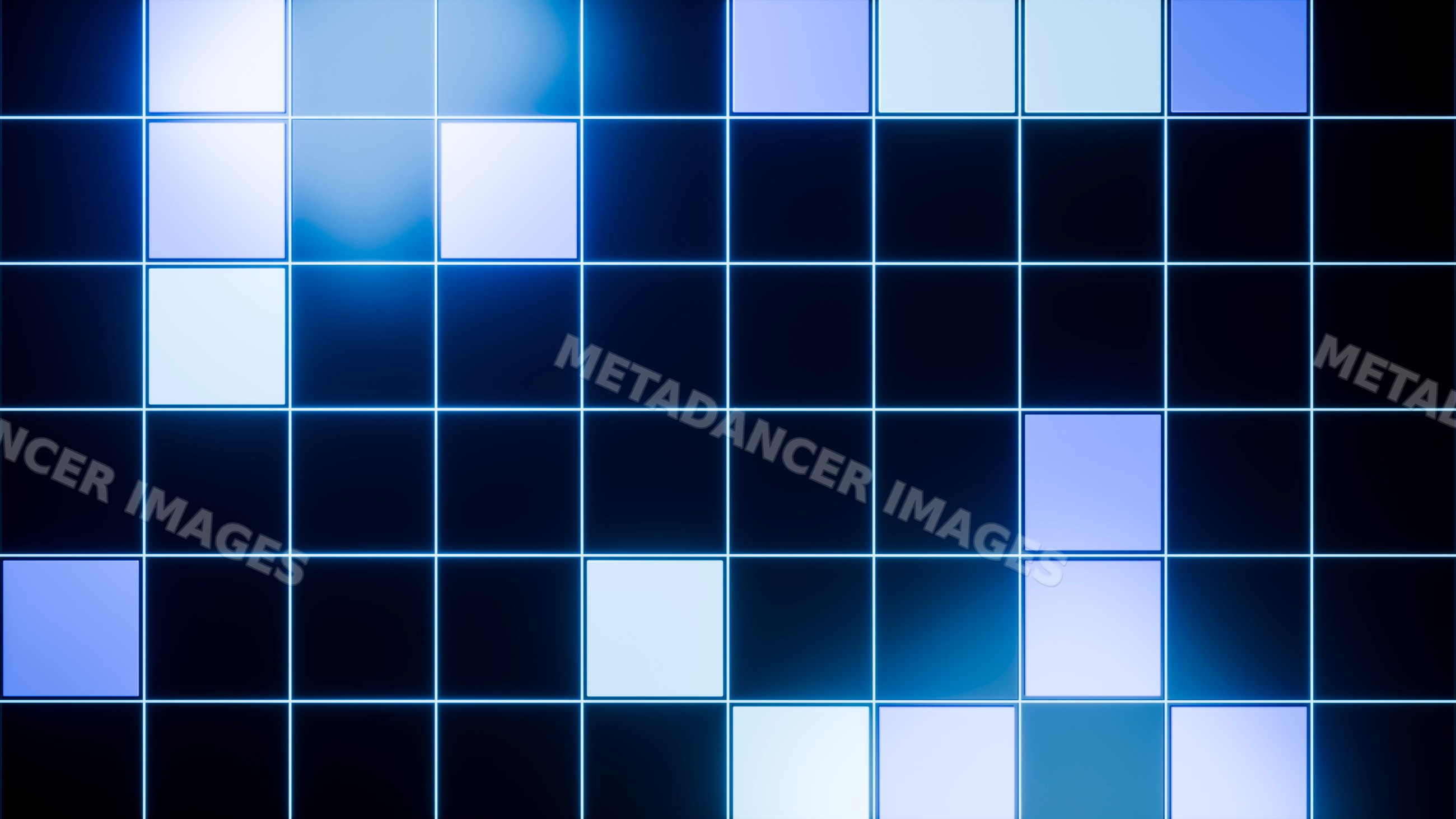 Abstract digital glowing grid with blue squares and geometric pattern