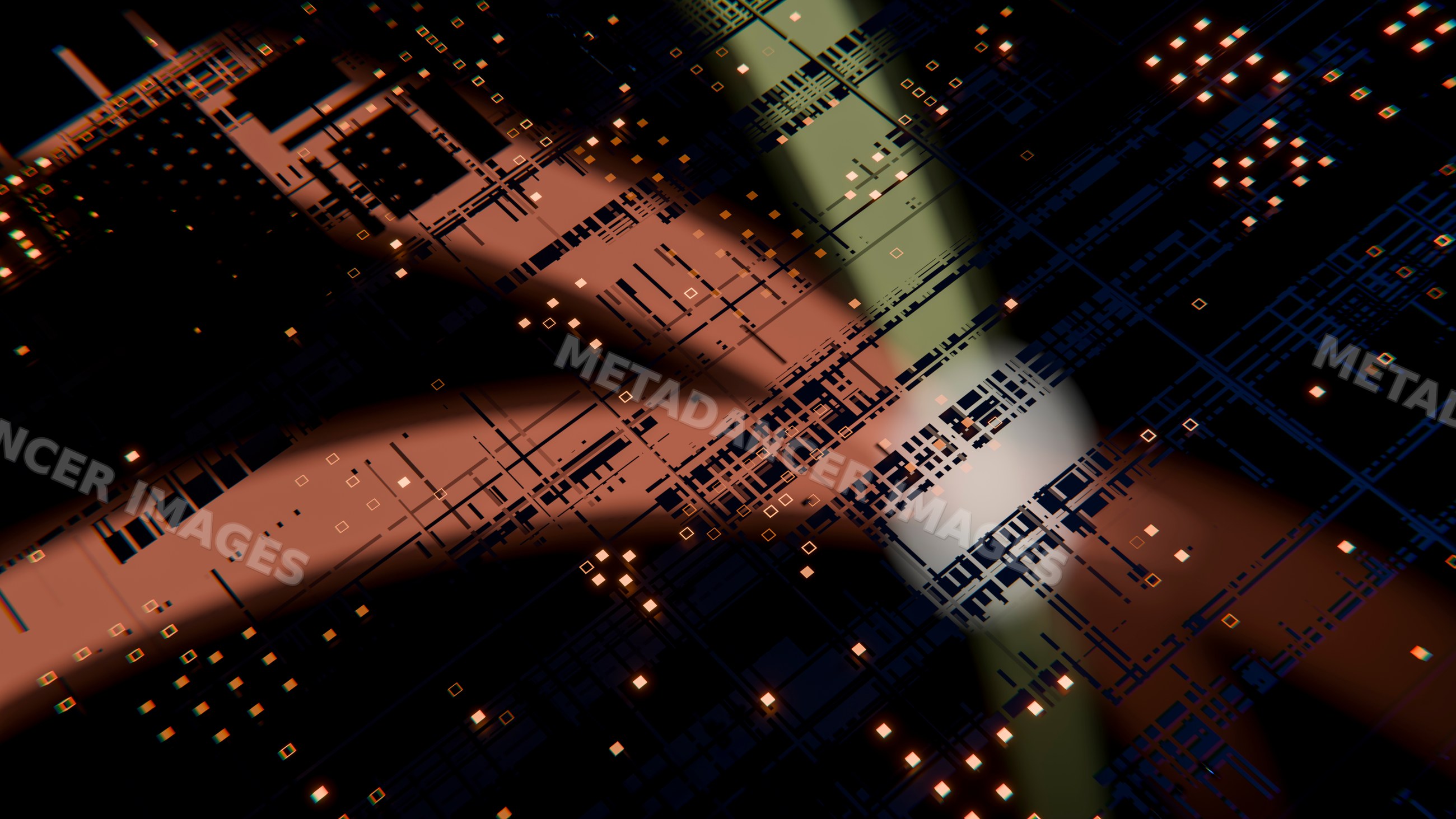 Abstract digital technology pattern with glowing circuit grid