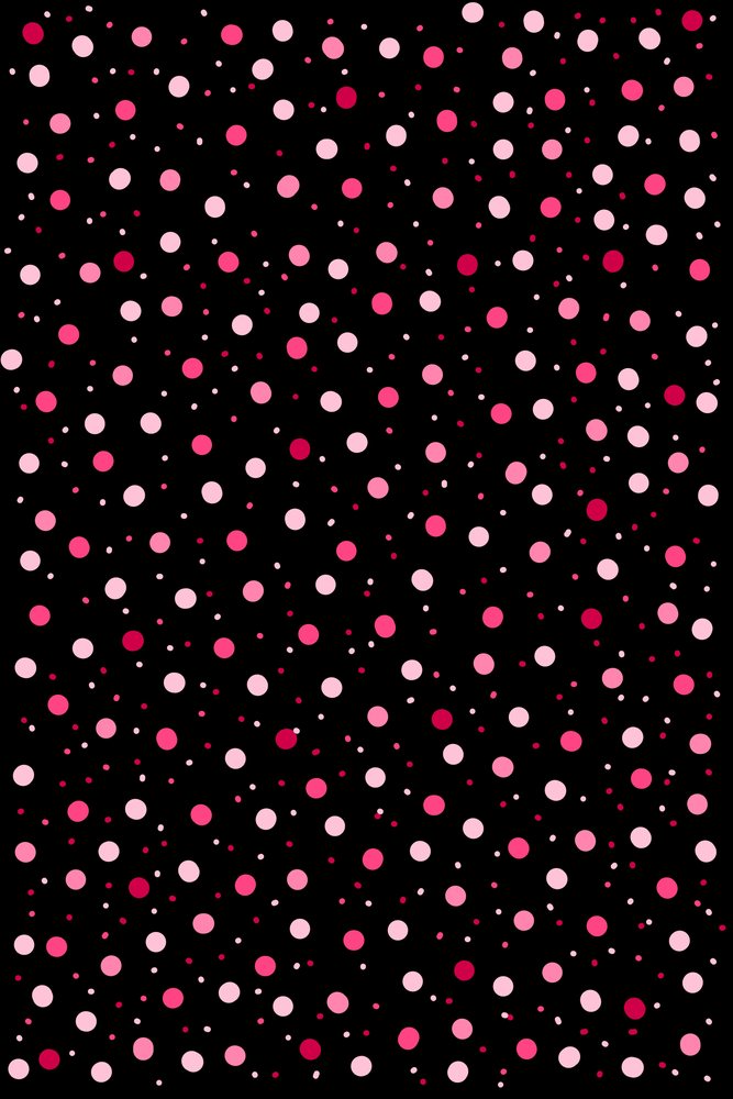 Abstract scattered pink and red dots on a black background