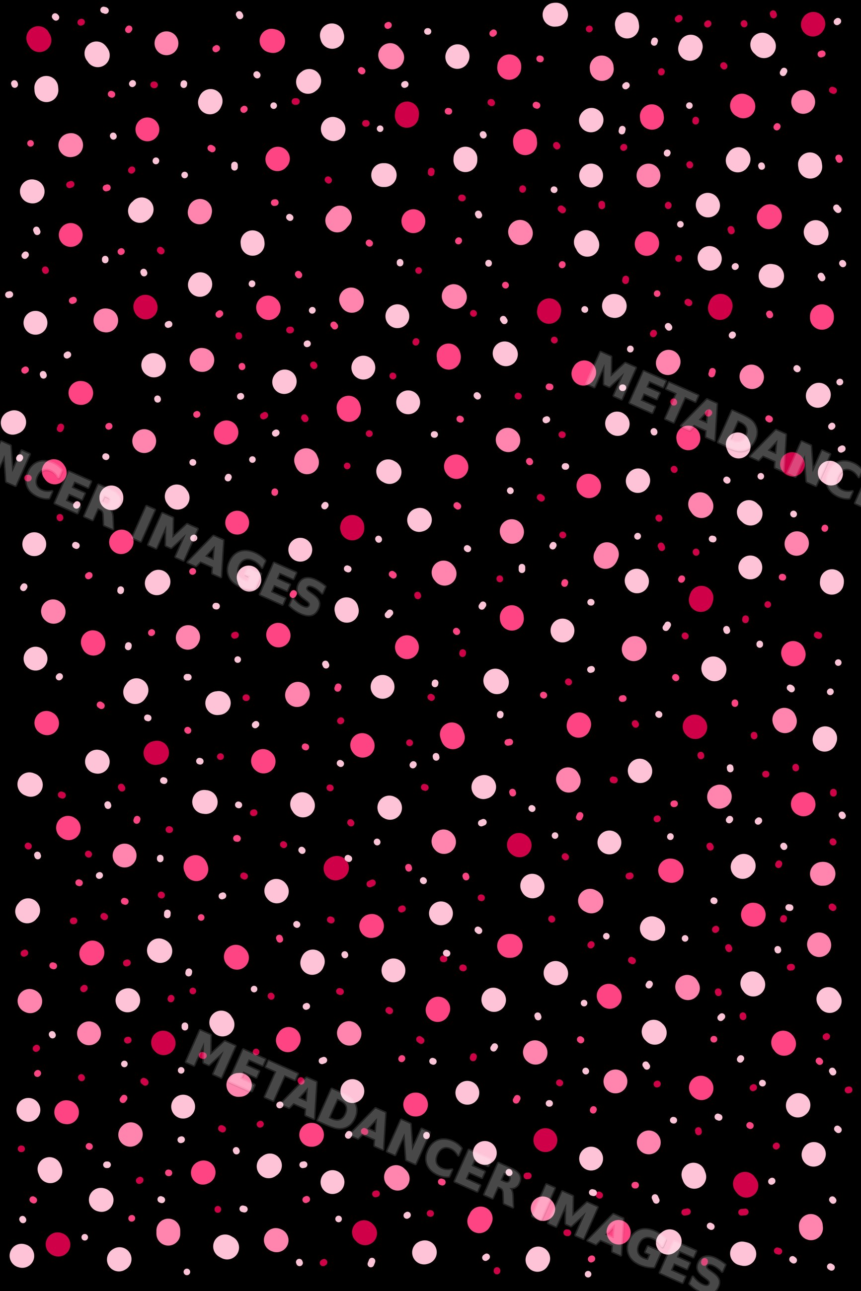 Abstract scattered pink and red dots on a black background