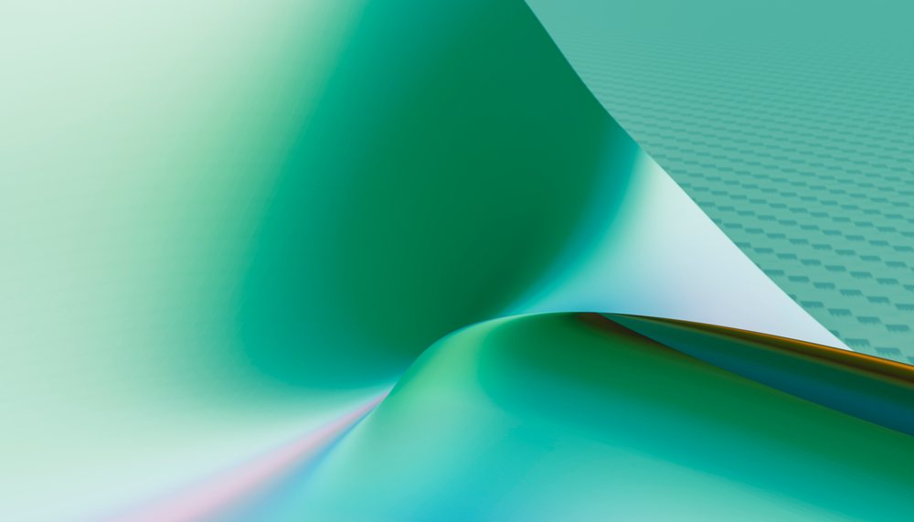 Abstract smooth curved shapes in gradient green and teal colors