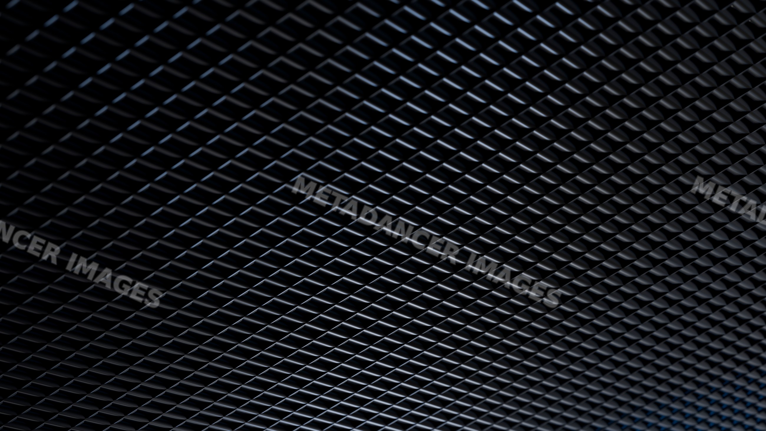 Metal grid ceiling with triangular repeating geometric pattern