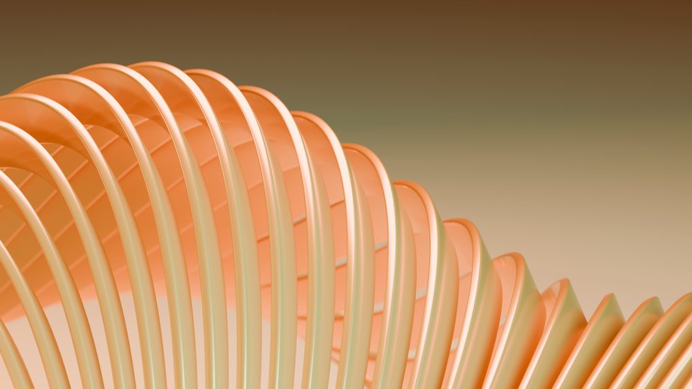 Abstract orange curved rings forming a wave pattern illustration