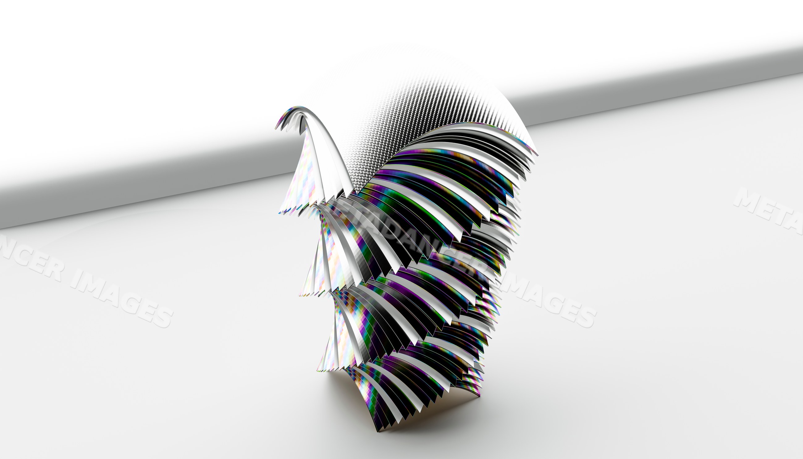 Abstract digital sculpture with layered geometric curved forms