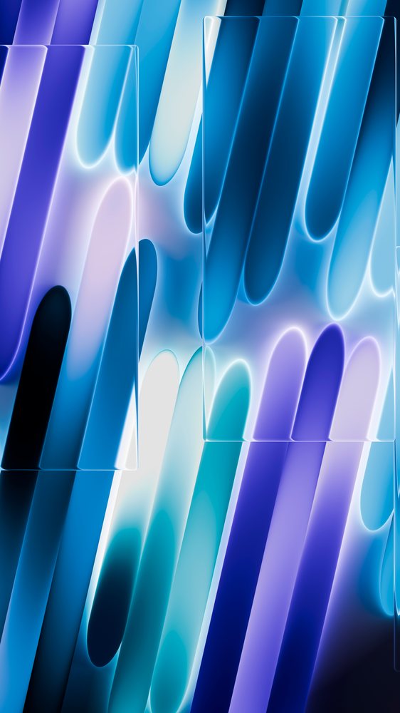 Abstract digital illustration with glowing translucent blue