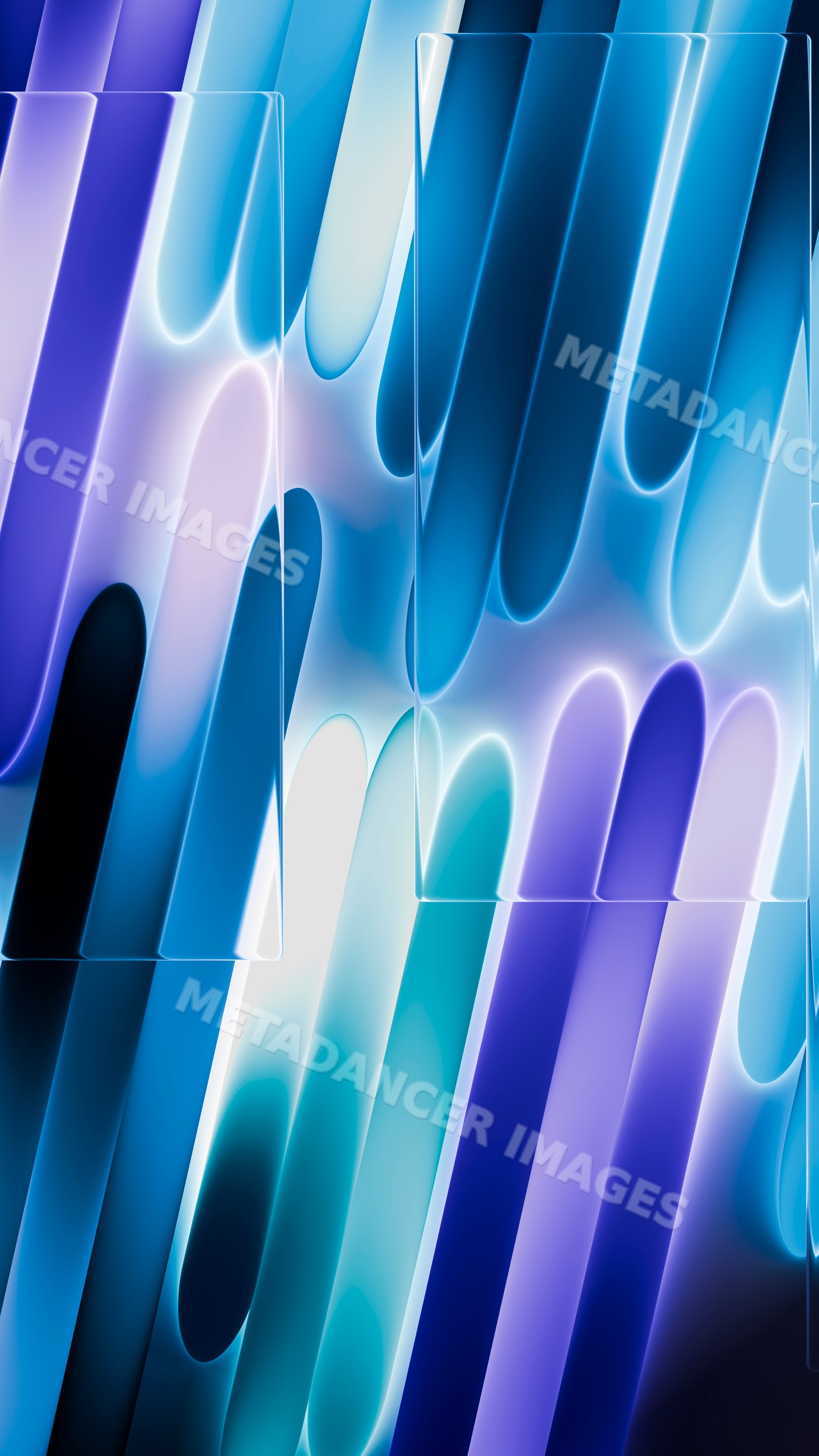 Abstract digital illustration with glowing translucent blue