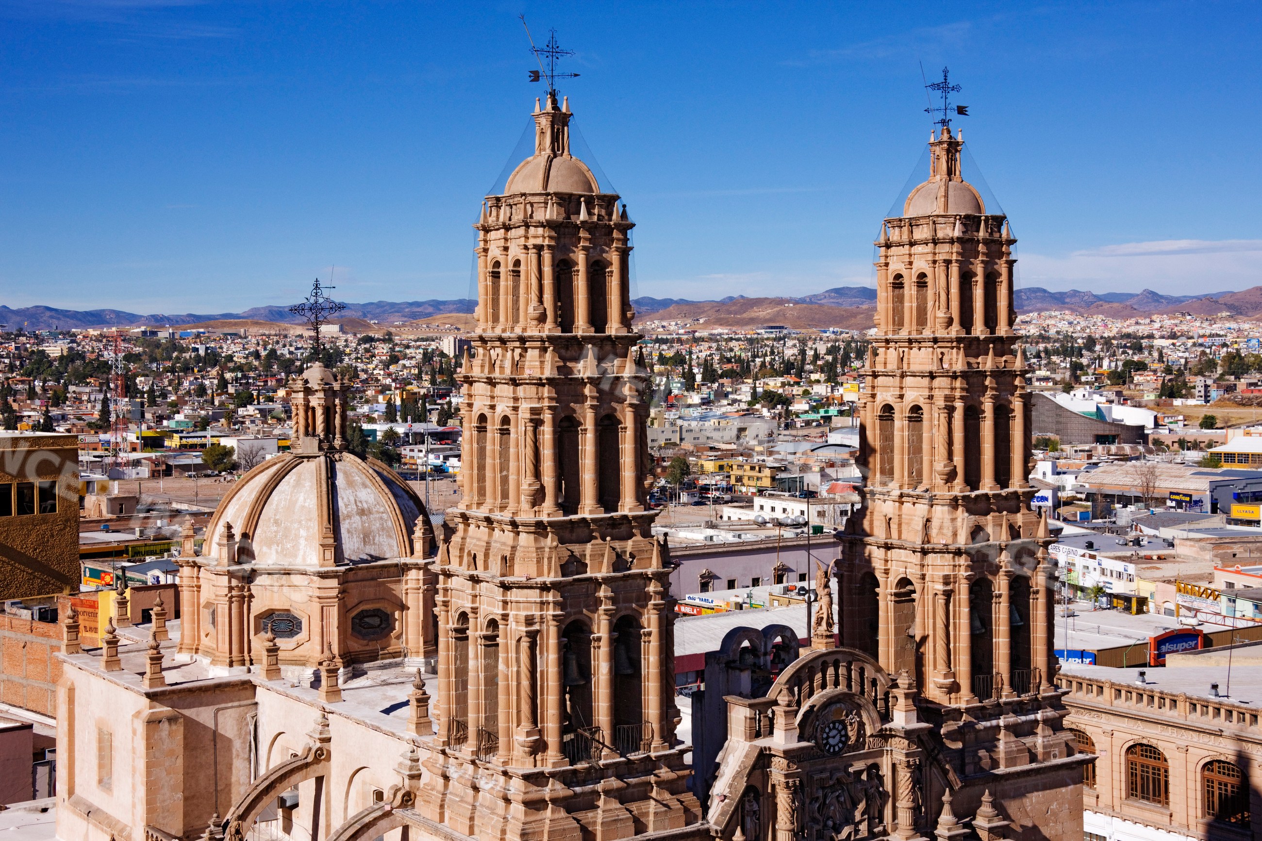 Metropolitan cathedral church towers mexico cityscape
