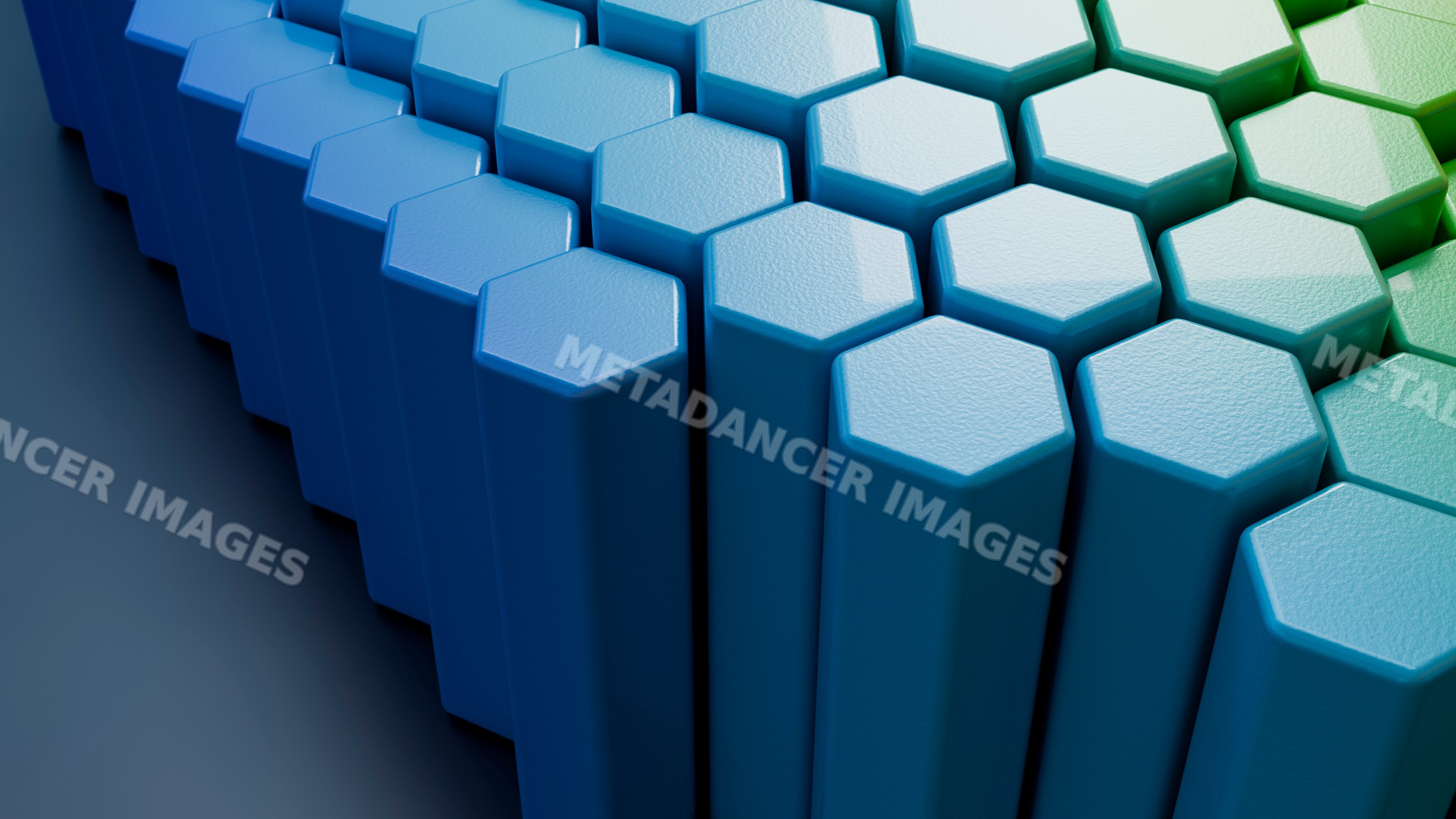 Blue hexagonal columns arranged in repeating pattern illustration