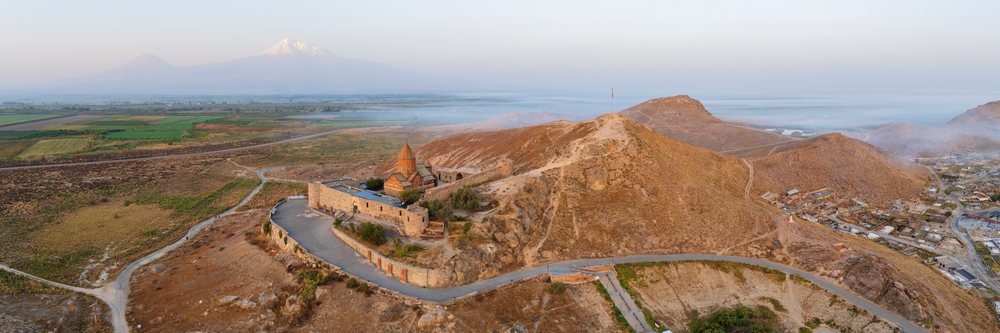 Khor Virap Monastery with mount ararat landscape