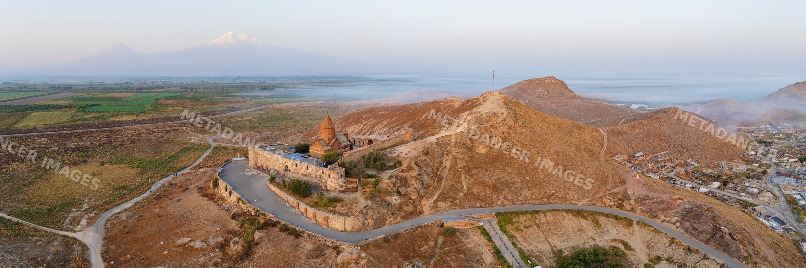 Khor Virap Monastery with mount ararat landscape