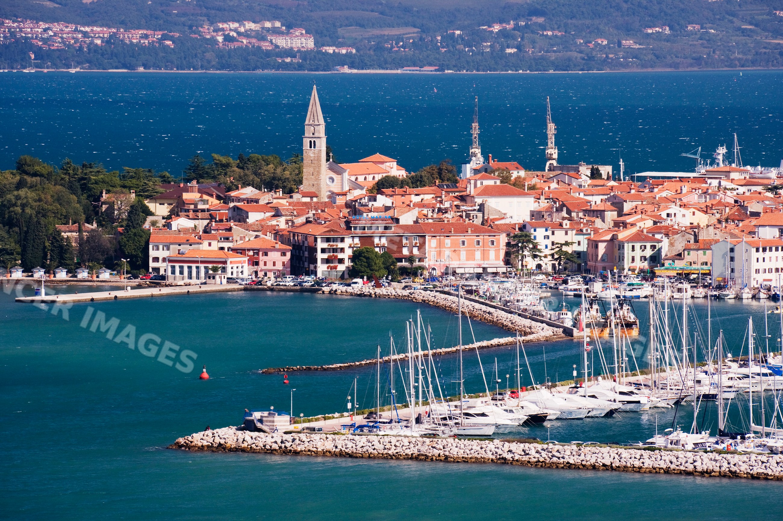 Town of izola marina and harbor on the mediterranean coast