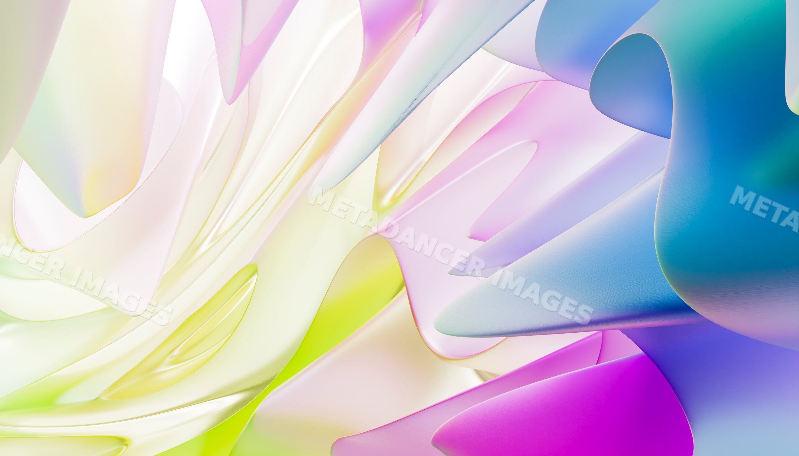 Colorful abstract digital art with flowing smooth pastel shapes