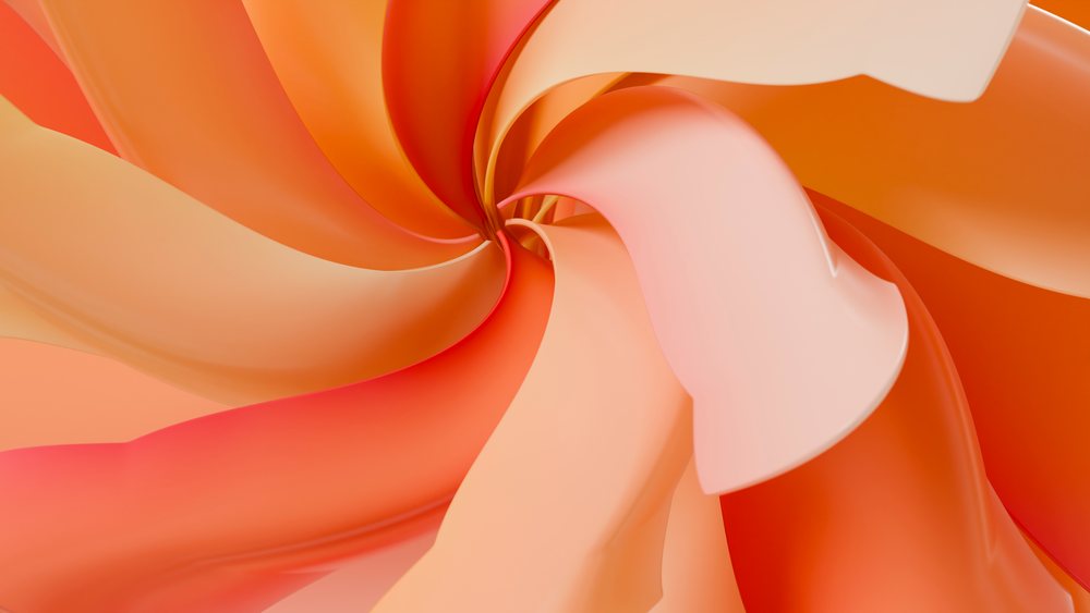 Abstract orange and peach swirling ribbons digital illustration