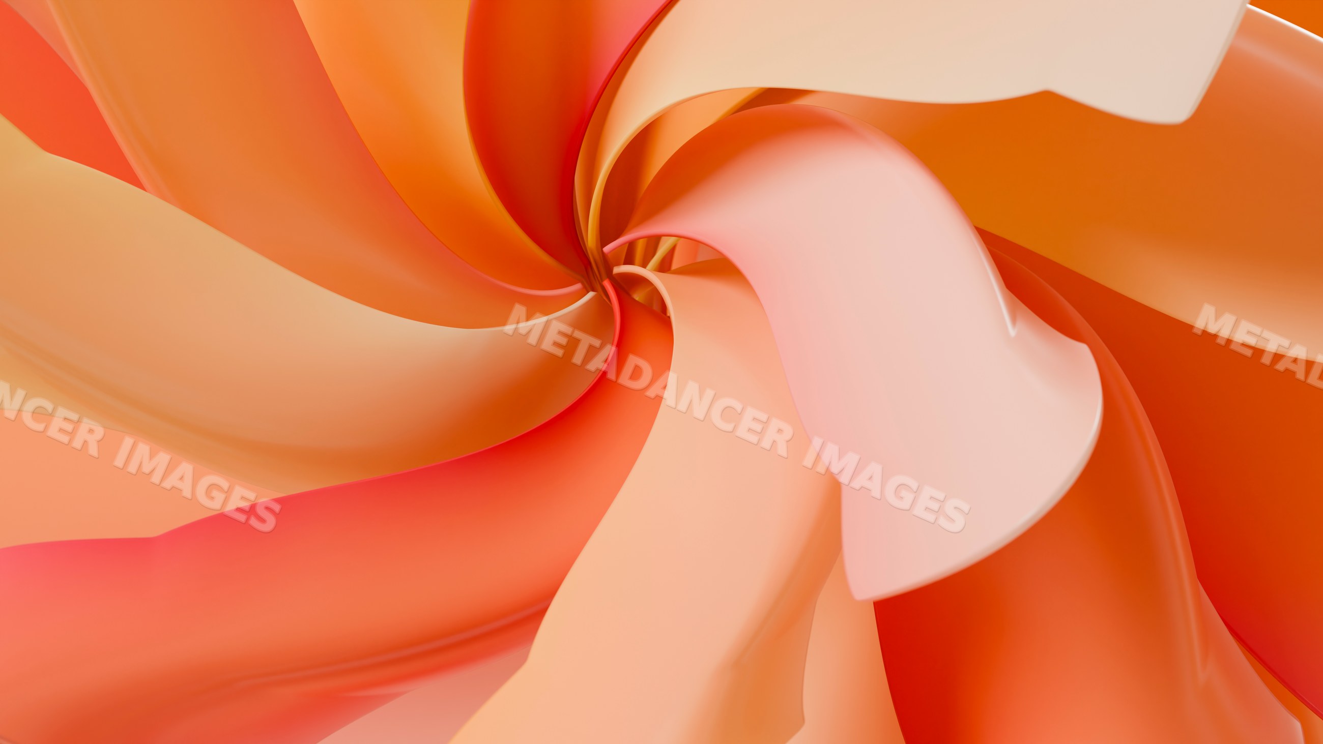 Abstract orange and peach swirling ribbons digital illustration