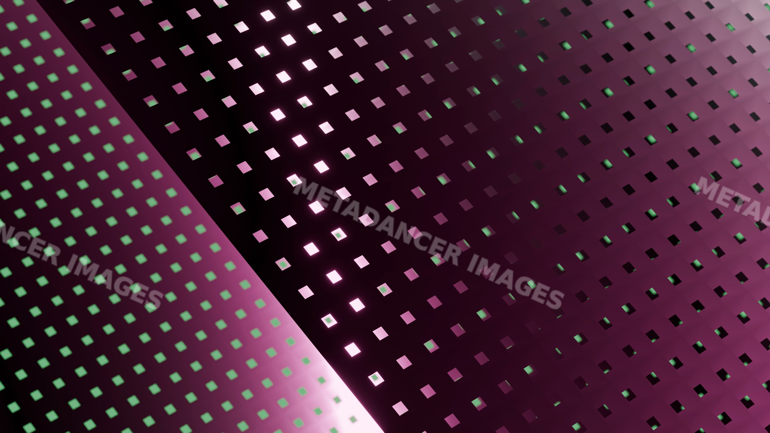 Purple perforated metal sheet with square hole pattern in close-up
