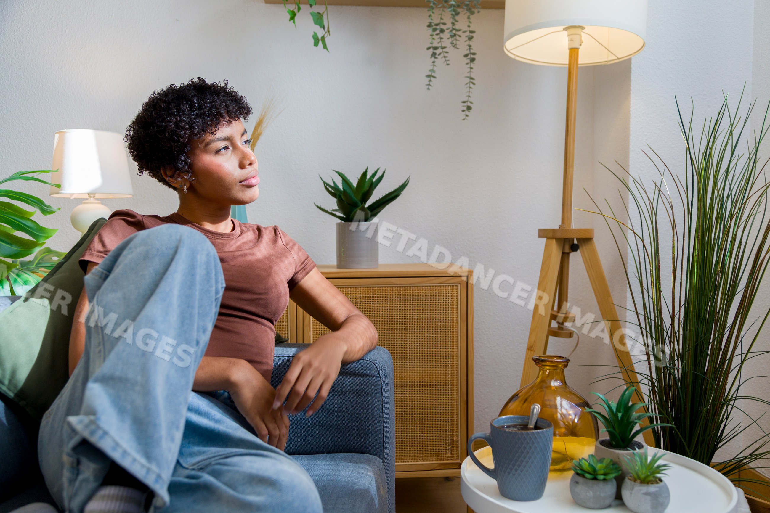Young African American woman relaxing