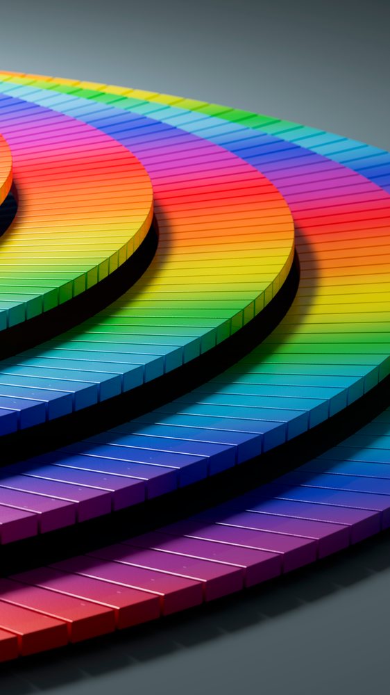 Digital illustration of vibrant concentric rectangular blocks forming