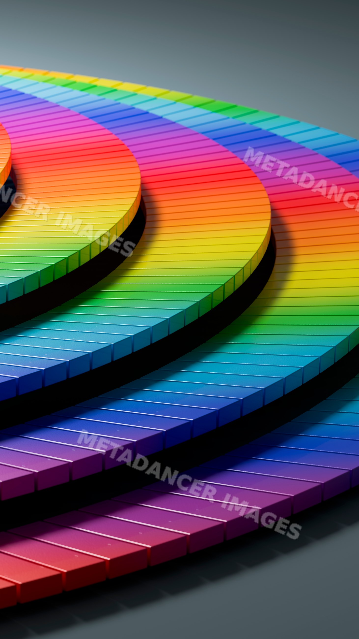 Digital illustration of vibrant concentric rectangular blocks forming