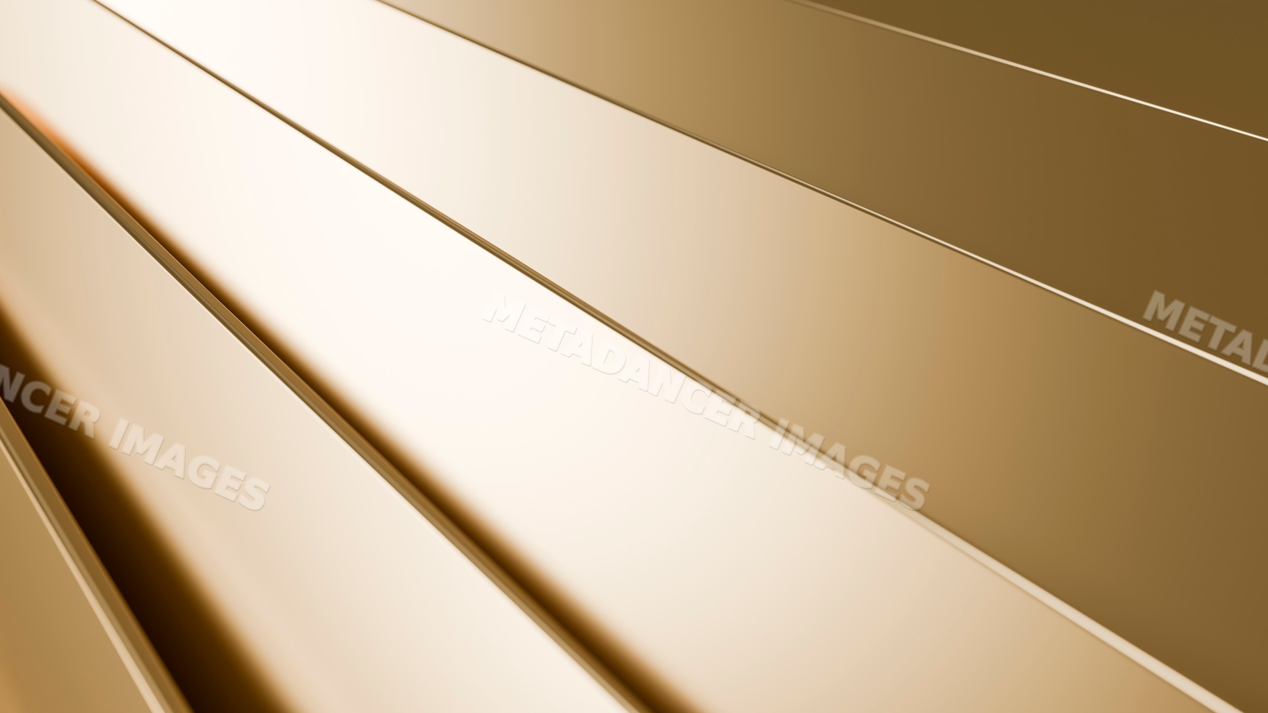 Shiny gold rectangular metal panels with linear abstract pattern