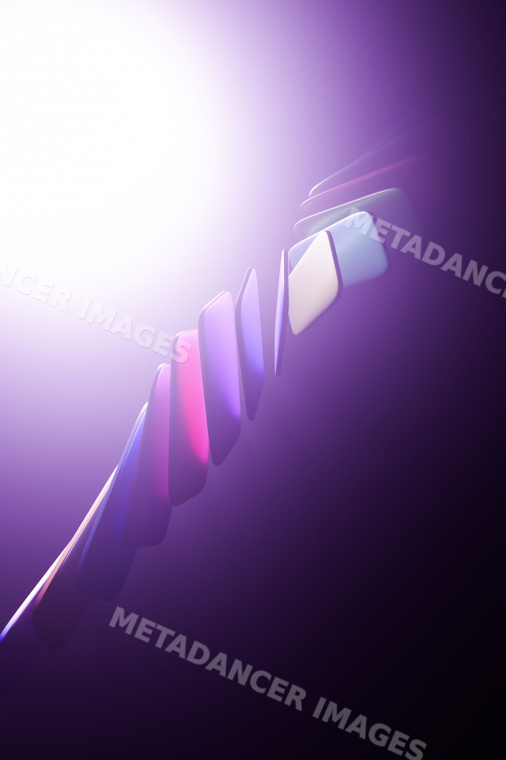 Abstract 3d floating purple glowing rounded shapes with soft gradient