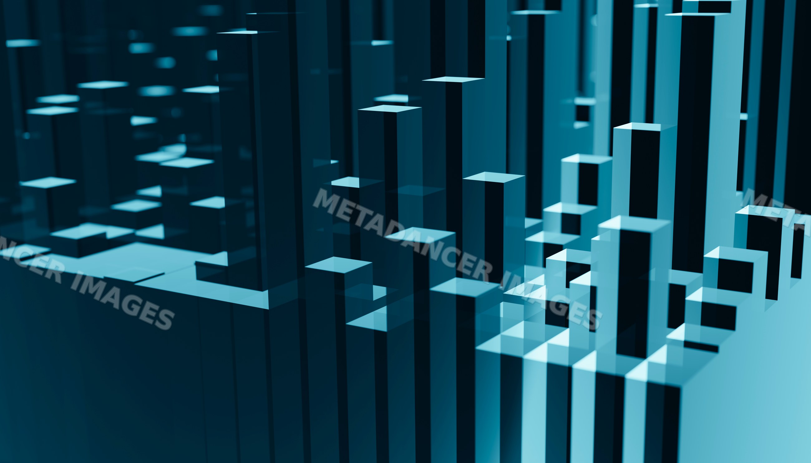 Abstract 3d blocks forming a modern blue geometric pattern