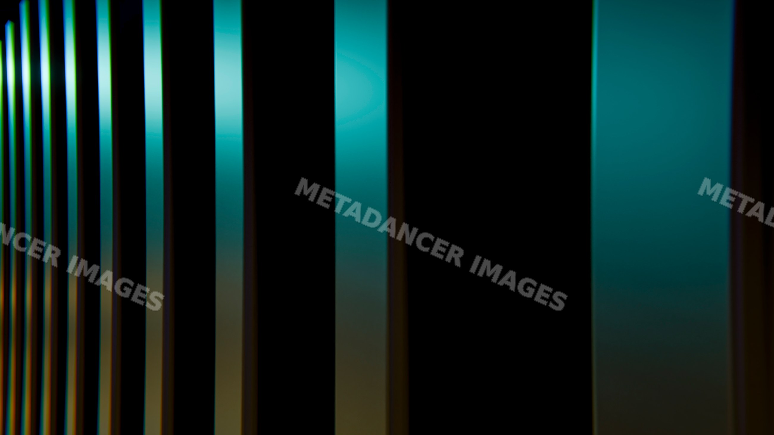 Abstract vertical black bars with blue and yellow light reflections