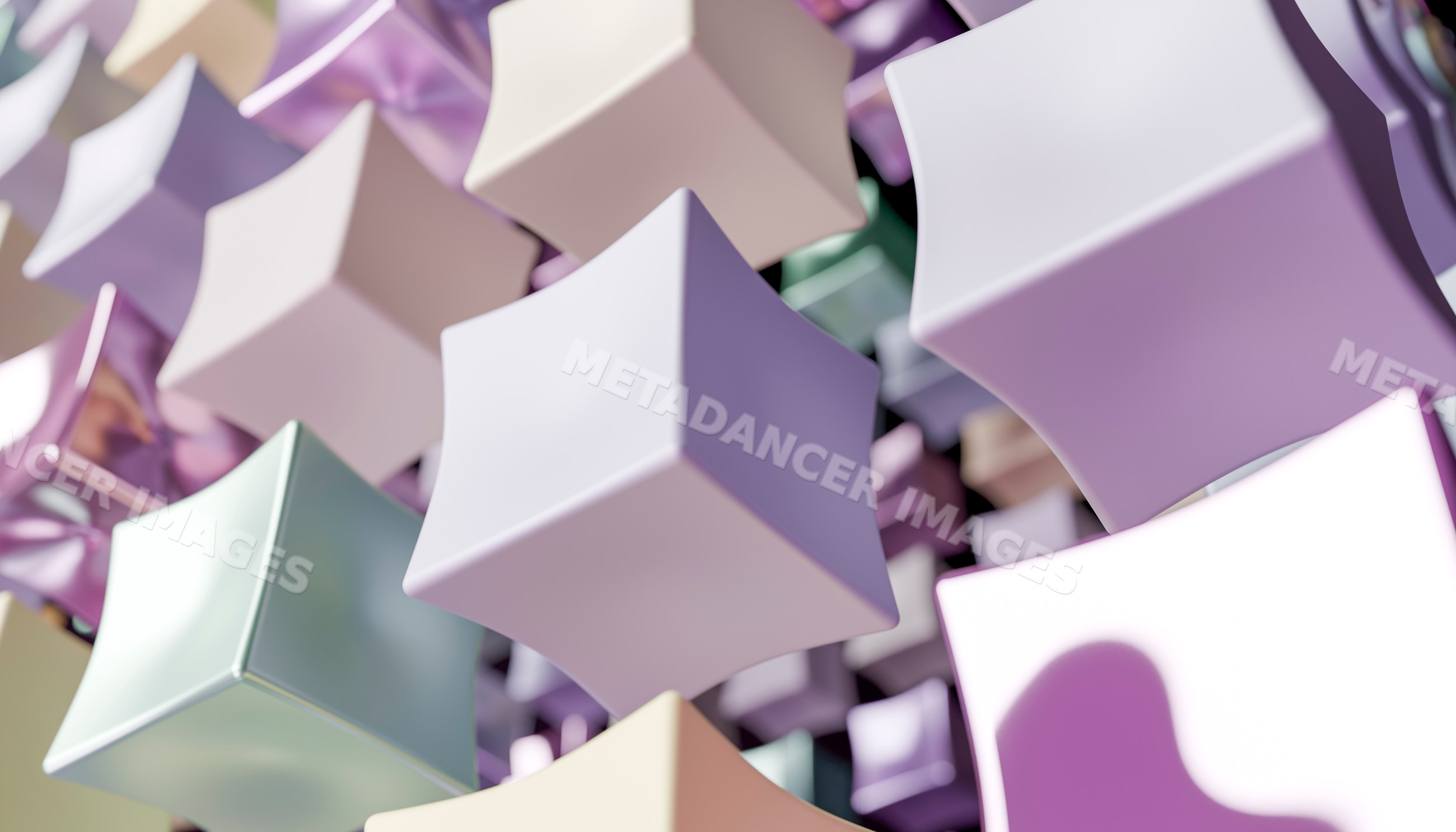 Colorful 3d abstract curved cubes floating