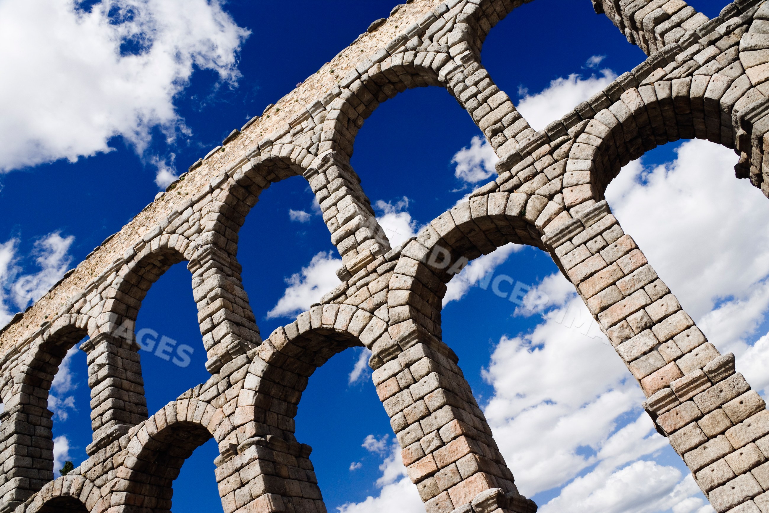 Roman aqueduct with stone arches, Spain