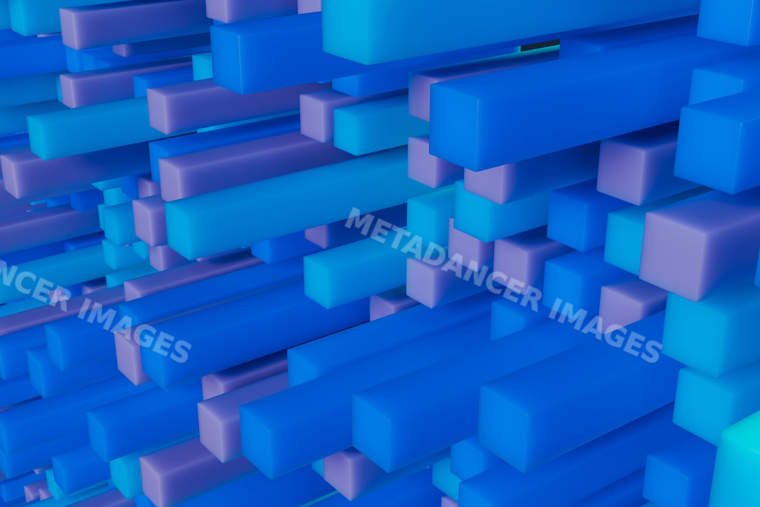 A 3d render of abstract blue rectangular blocks