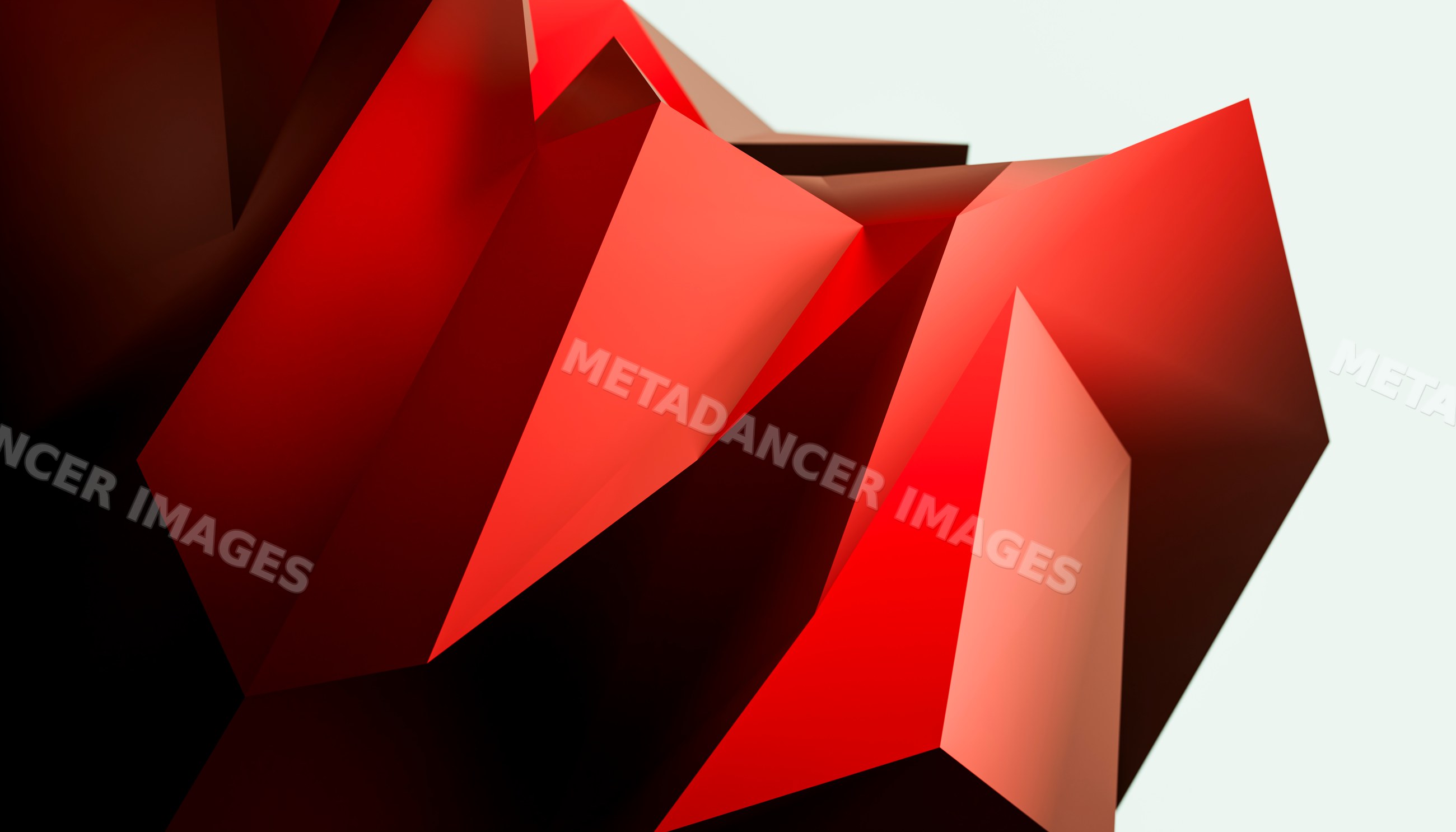 Red abstract geometric shapes with sharp angular edges in digital art