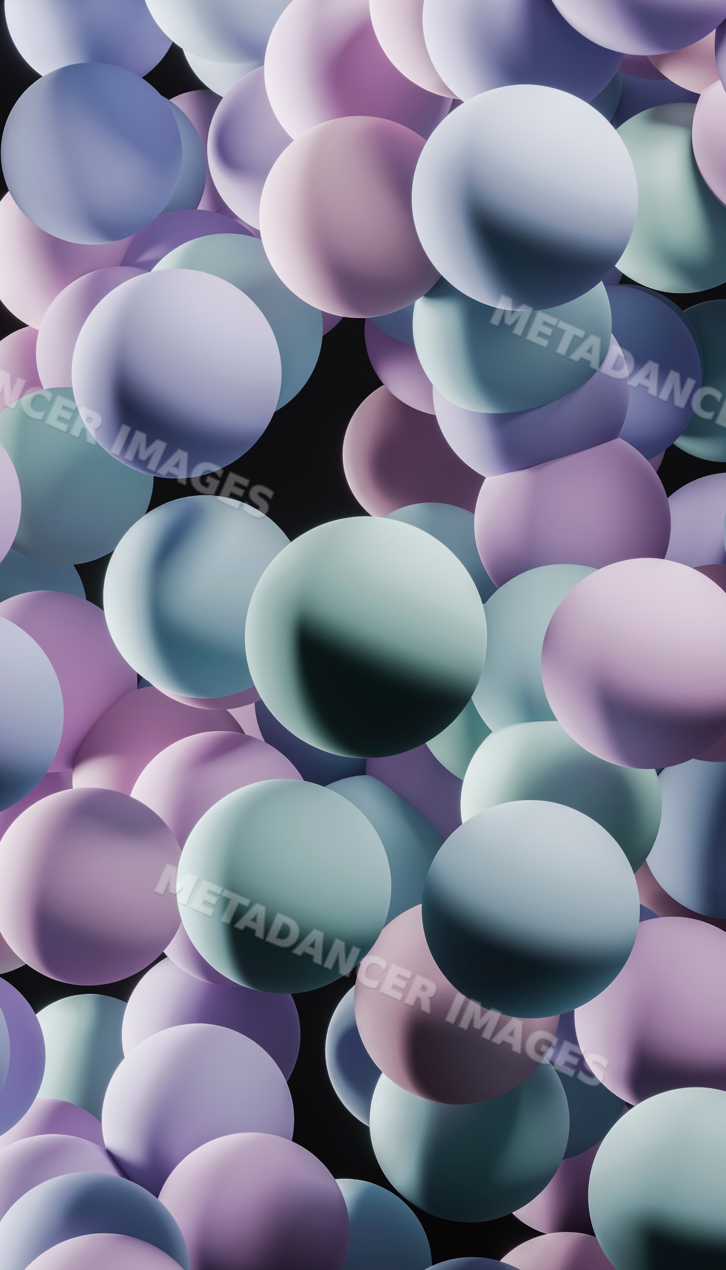 3d rendering of floating pastel-colored spheres with soft shadows
