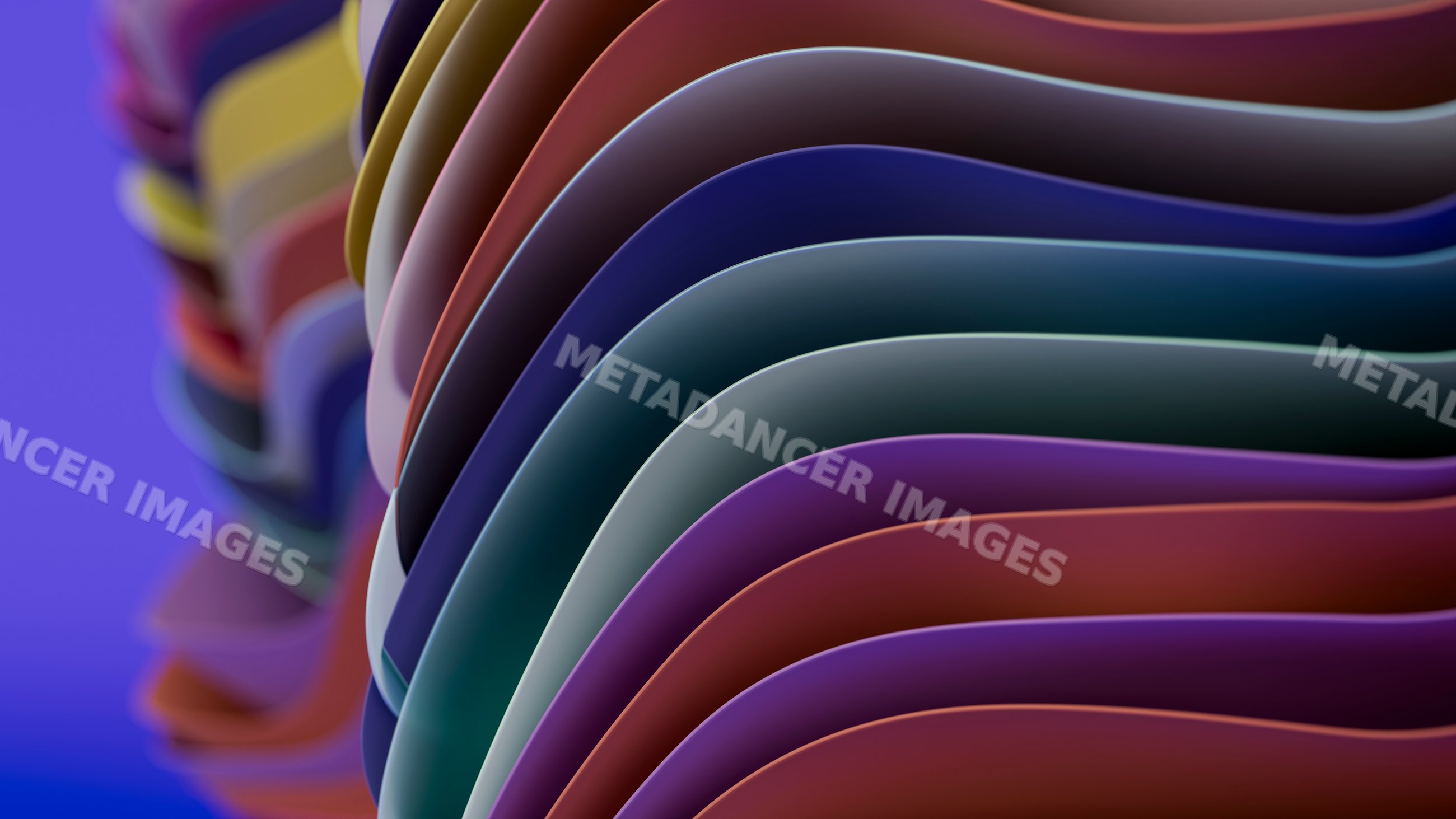 Colorful curved layers forming abstract smooth flowing waves