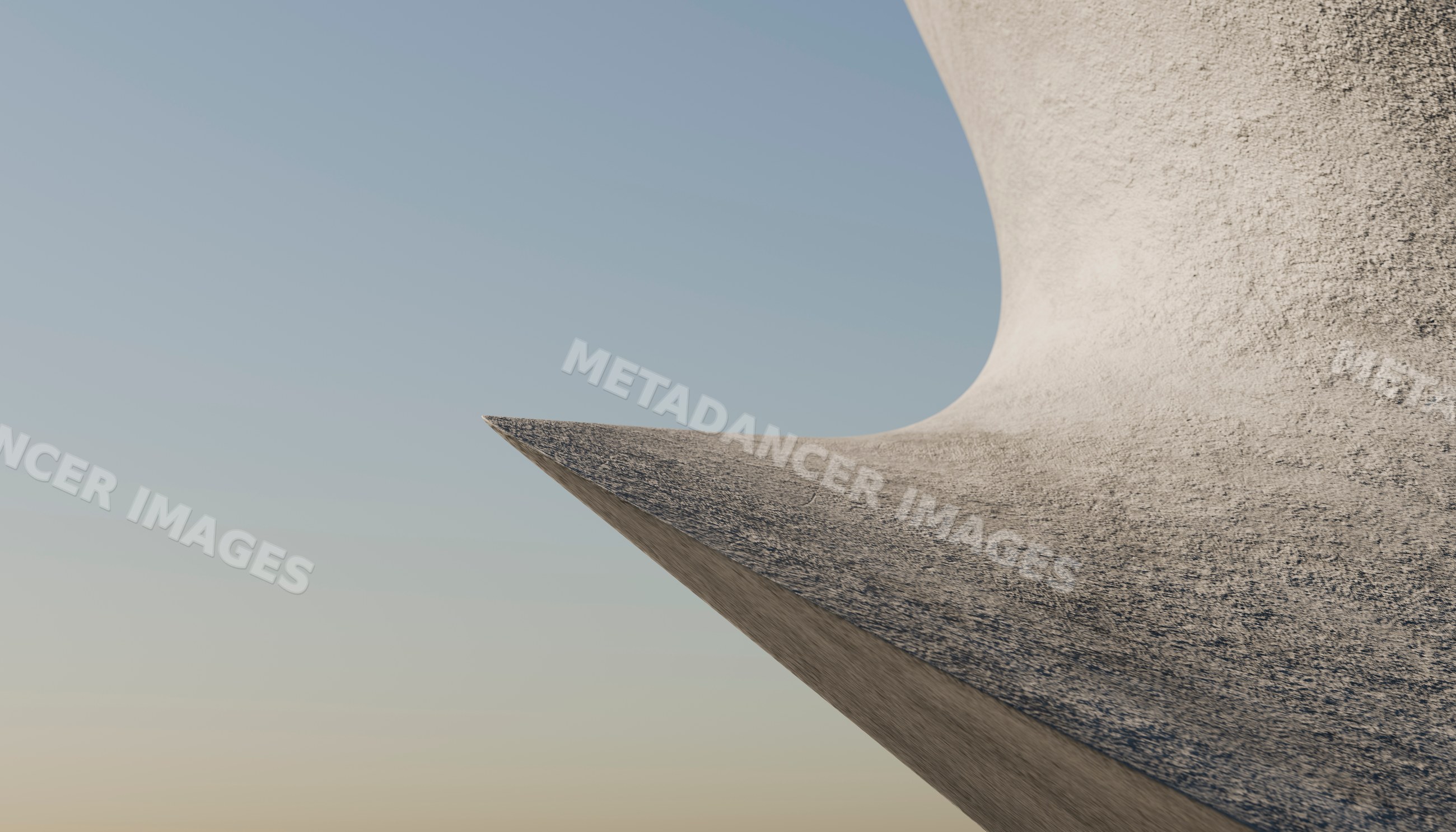 Abstract curved concrete architectural structure with smooth surface