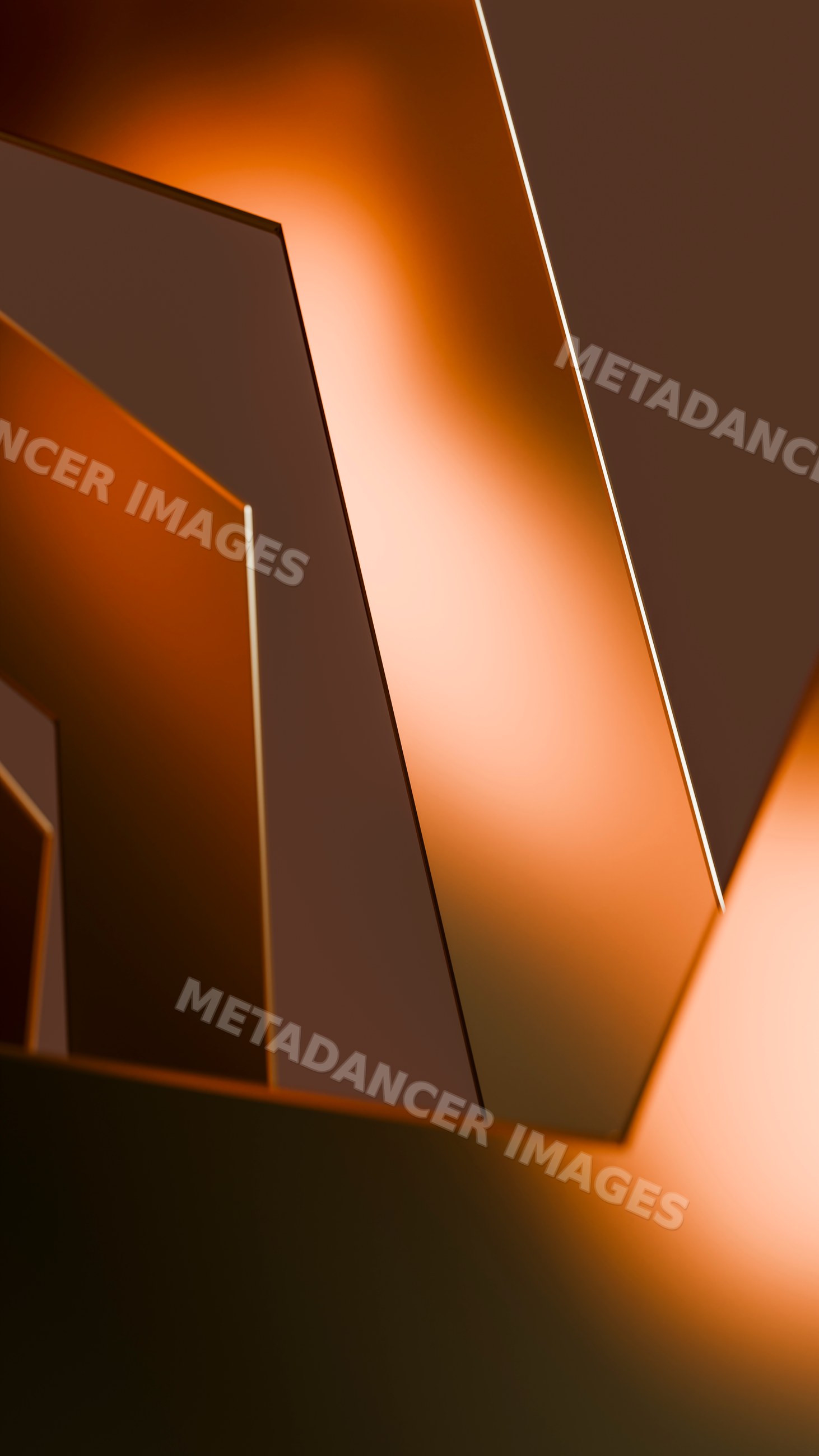 Abstract geometric shapes with warm orange lighting and shadows