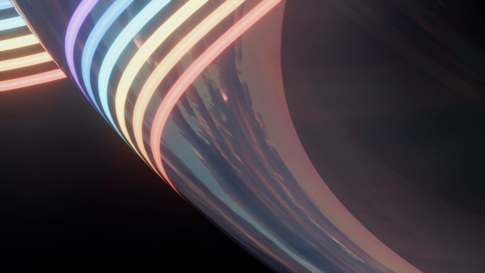 Abstract curved neon light glowing in digital illustration
