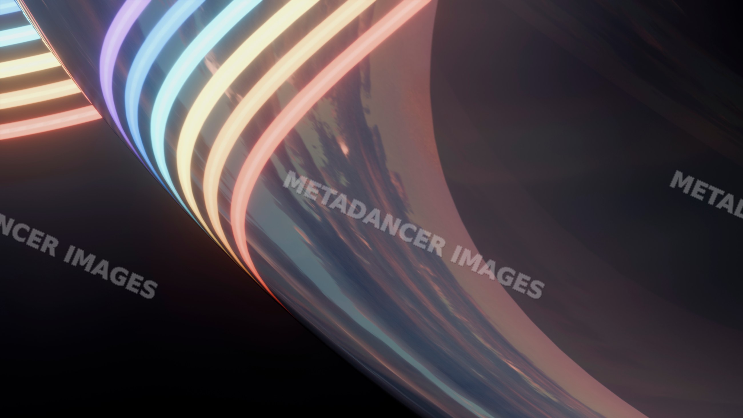 Abstract curved neon light glowing in digital illustration