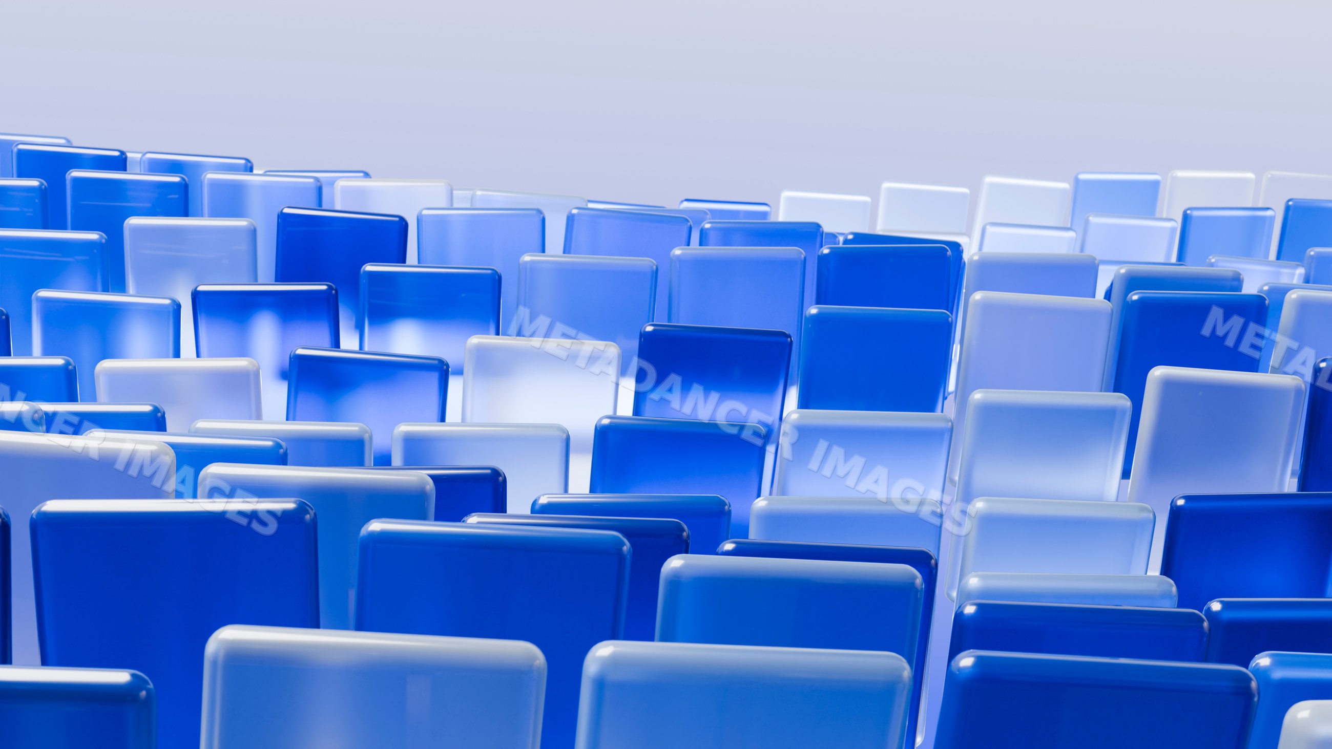 Rows of blue glass rectangles forming gradient geometric pattern