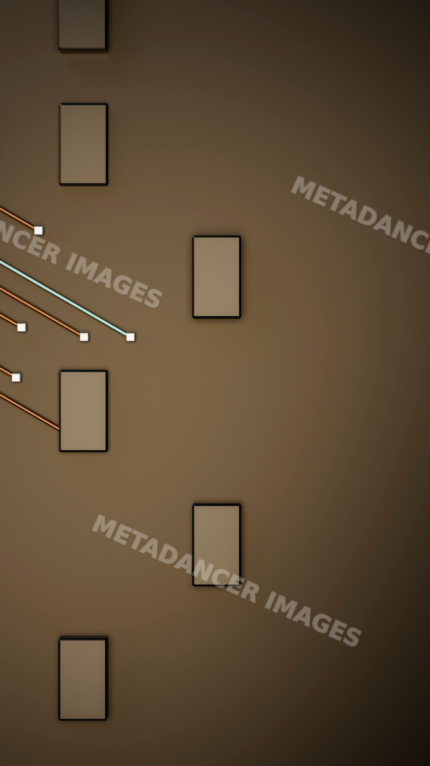 Rectangular digital screens on brown background technology interface