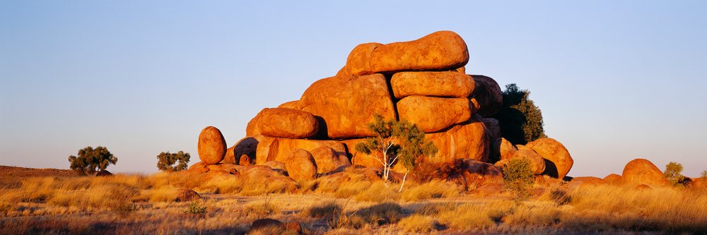 Devil's marbles rock formation in northern territory desert landscape