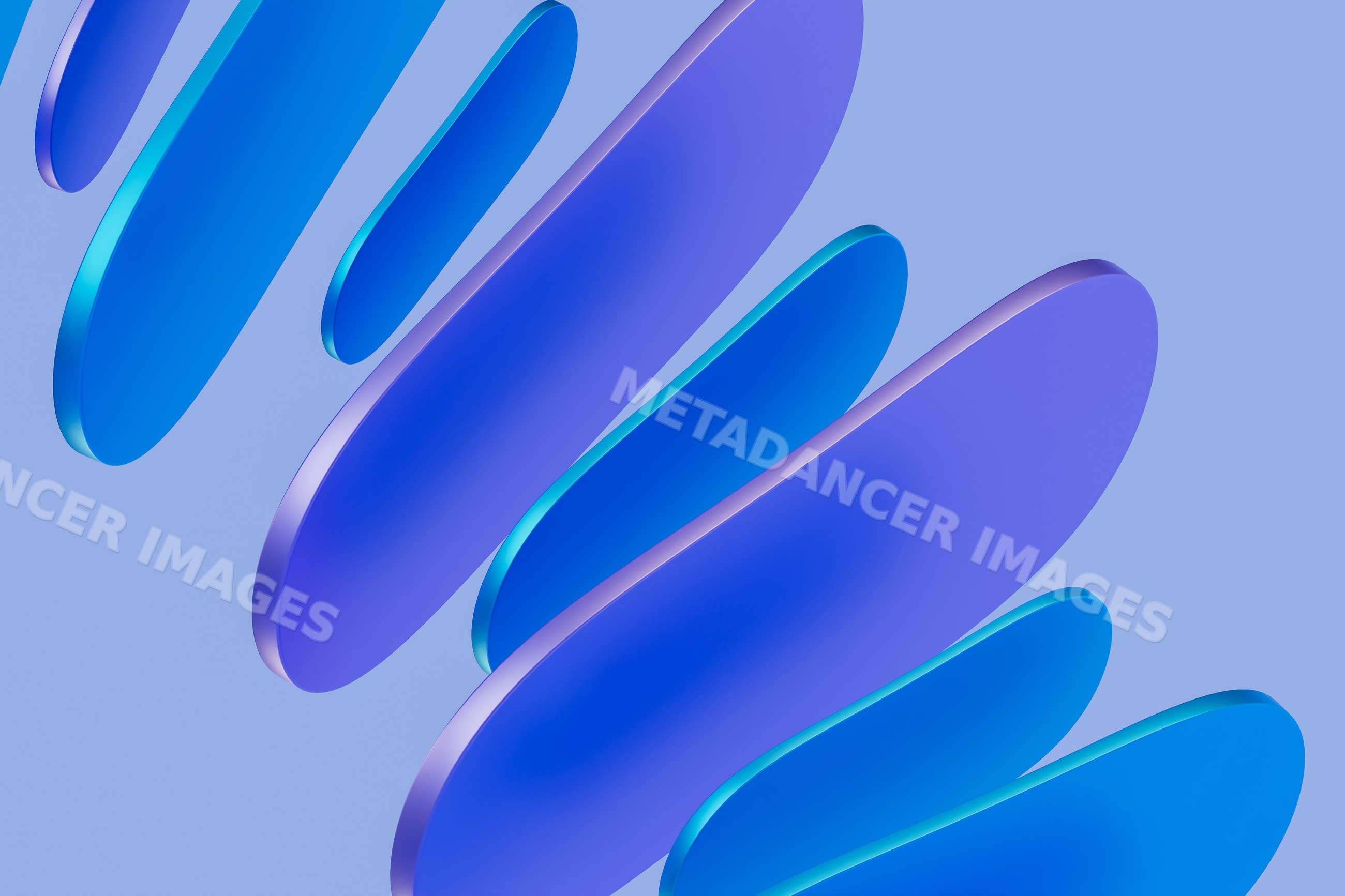 Abstract 3d blue and purple shapes floating in a spiral pattern