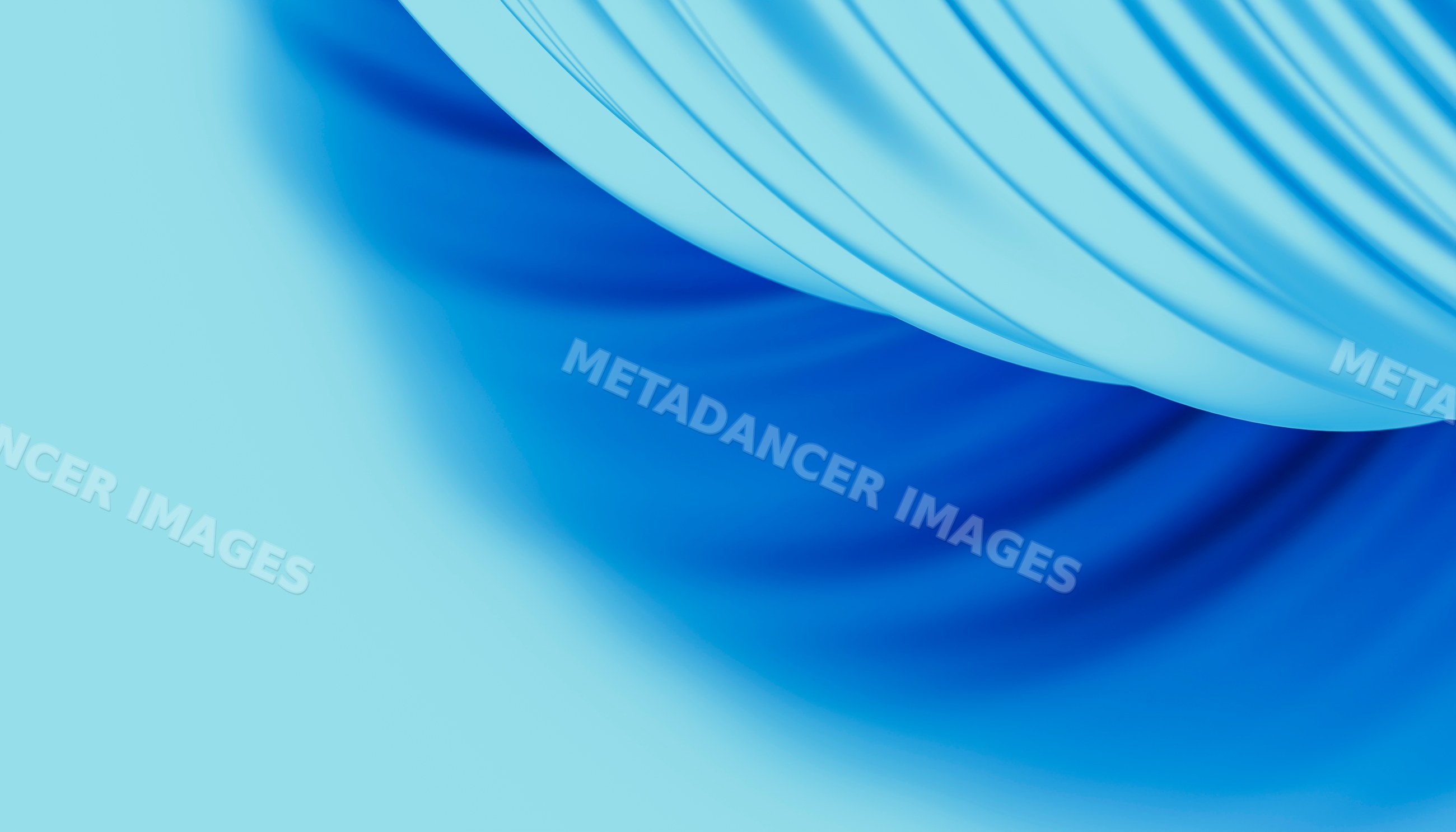 Blue fabric with soft flowing folds and curved lines background