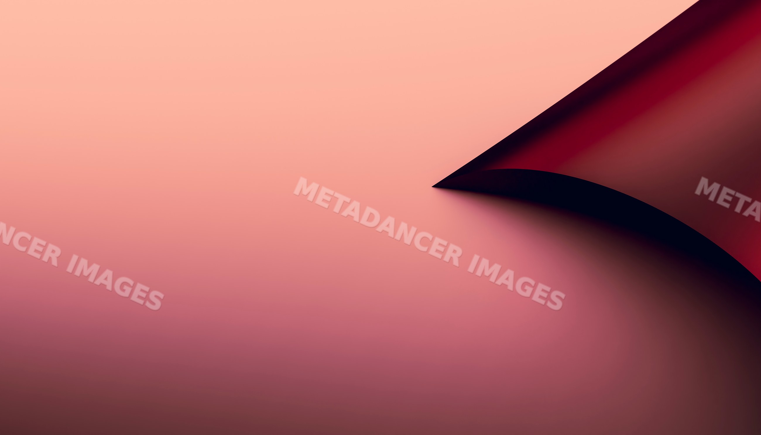 Curled paper corner with shadow on soft pink gradient background