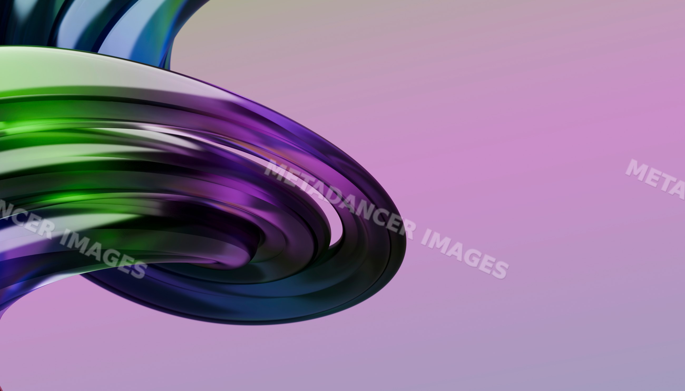 Colorful abstract twisting loop shape with smooth curves on purple