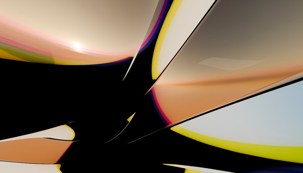 Abstract colorful digital shapes with smooth reflective surfaces